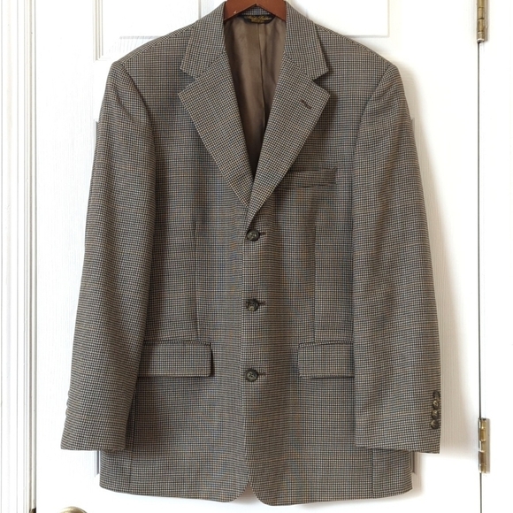 Brooks Brothers Other - Brooks Brothers Preppy Classic Fit Houndstooth Worsted Wool Blazer Jacket Tan 40